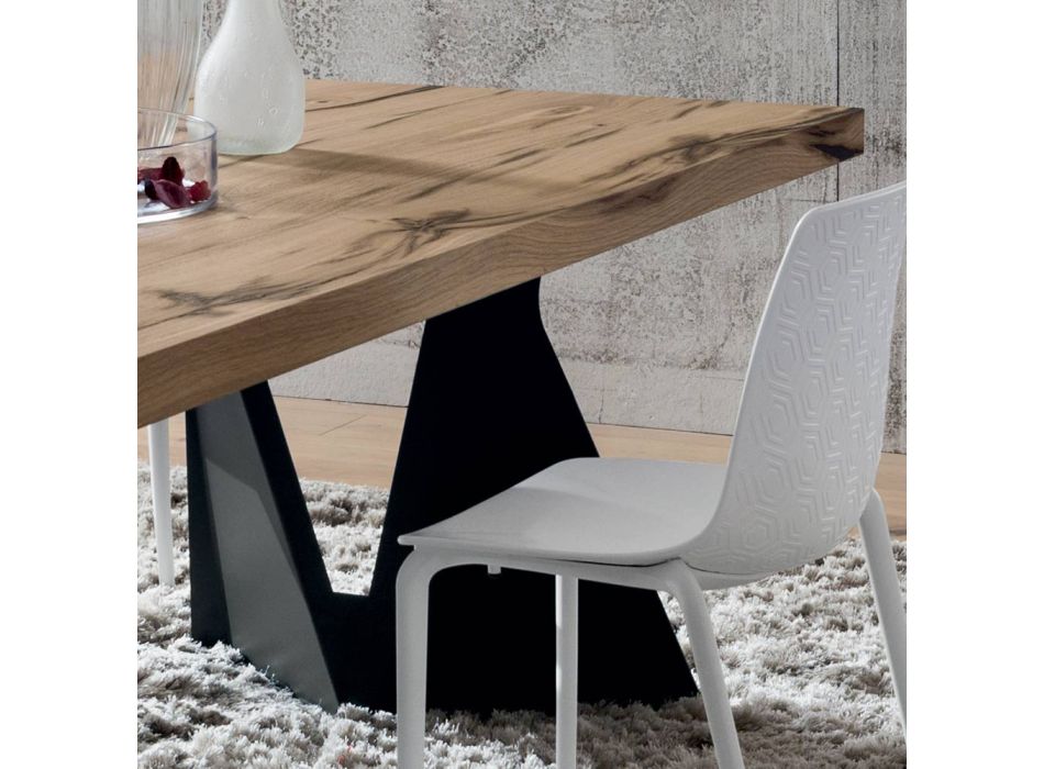 Mesa de cocina en madera y metal Made in Italy, alta calidad - Dotto Viadurini