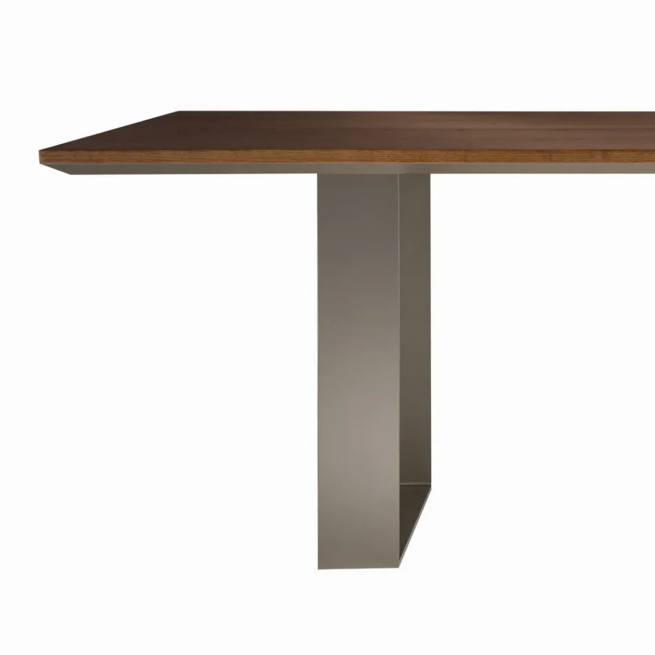 Mesa de cocina en madera maciza y patas de hierro Made in Italy - Pegasus Viadurini
