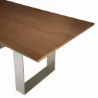 Mesa de cocina en madera maciza y patas de hierro Made in Italy - Pegasus Viadurini