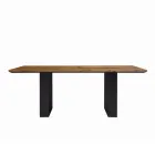 Mesa de cocina en madera maciza y patas de hierro Made in Italy - Pegasus Viadurini