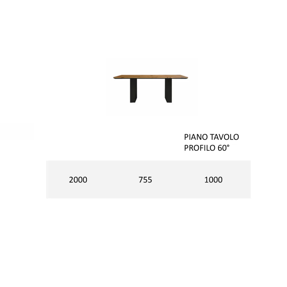 Mesa de cocina en madera maciza y patas de hierro Made in Italy - Pegasus Viadurini