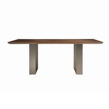 Mesa de cocina en madera maciza y patas de hierro Made in Italy - Pegasus Viadurini