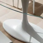 Mesa de cocina de lujo en vidrio templado y mármol Made in Italy - Brontolo Viadurini