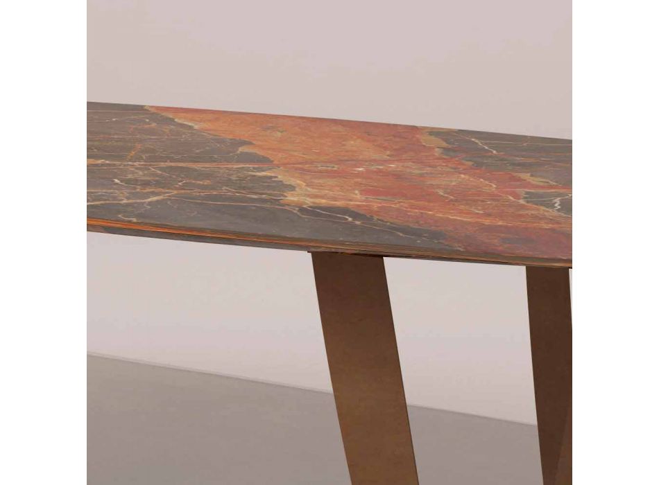 Mesa de cocina rectangular en sombra de Caravaggio Marble and Metal - Naruto Viadurini