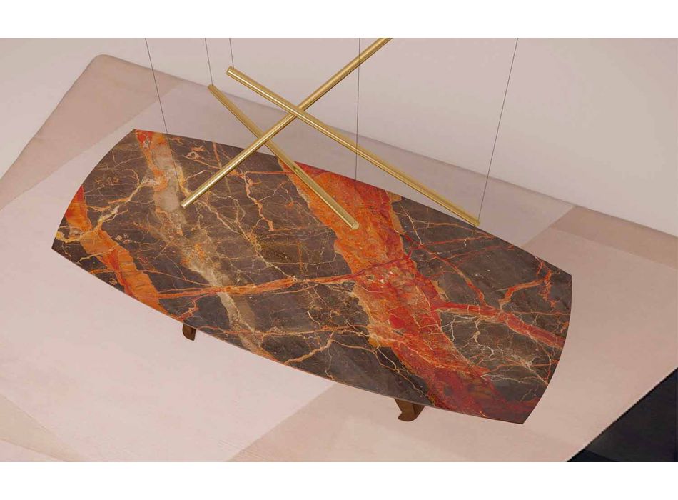 Mesa de cocina rectangular en sombra de Caravaggio Marble and Metal - Naruto Viadurini