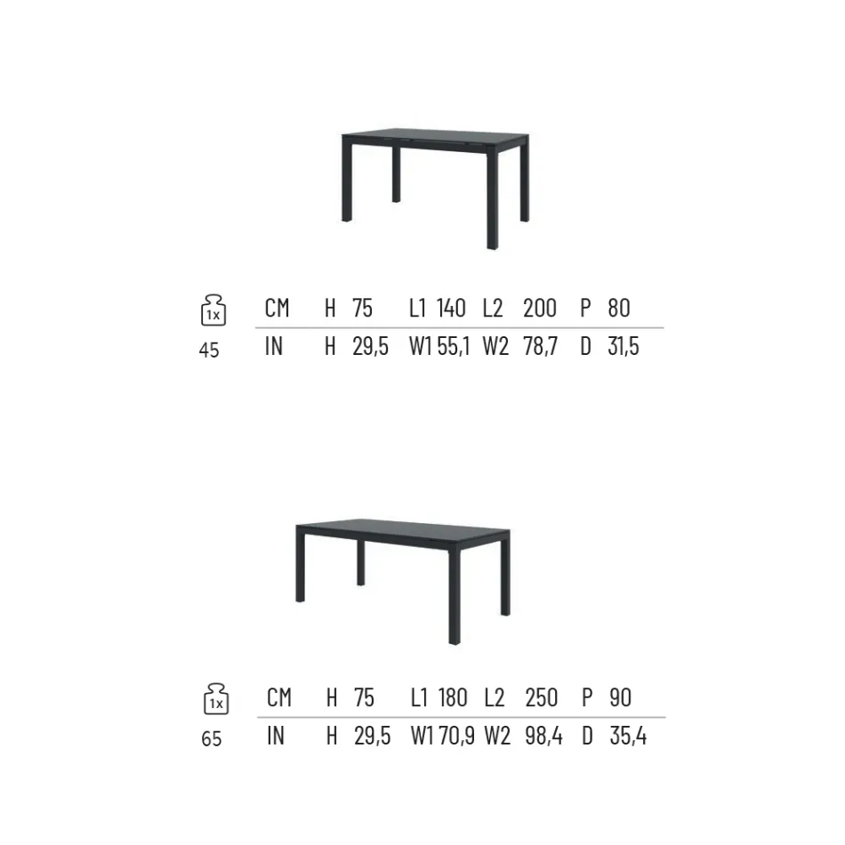 Mesa Exterior Extensible a 250 cm en Metal Made in Italy - Beverly Viadurini