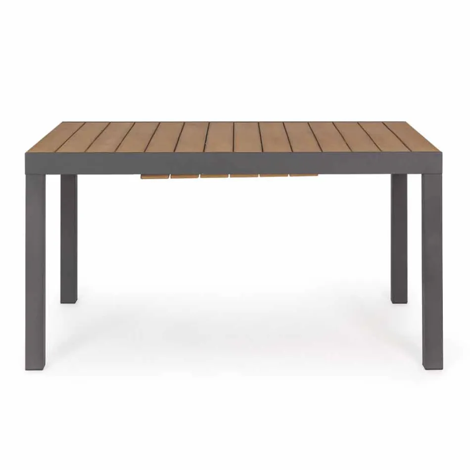 Mesa de exterior extensible hasta 200 cm con tablero en teca - Acabado Bobel Viadurini