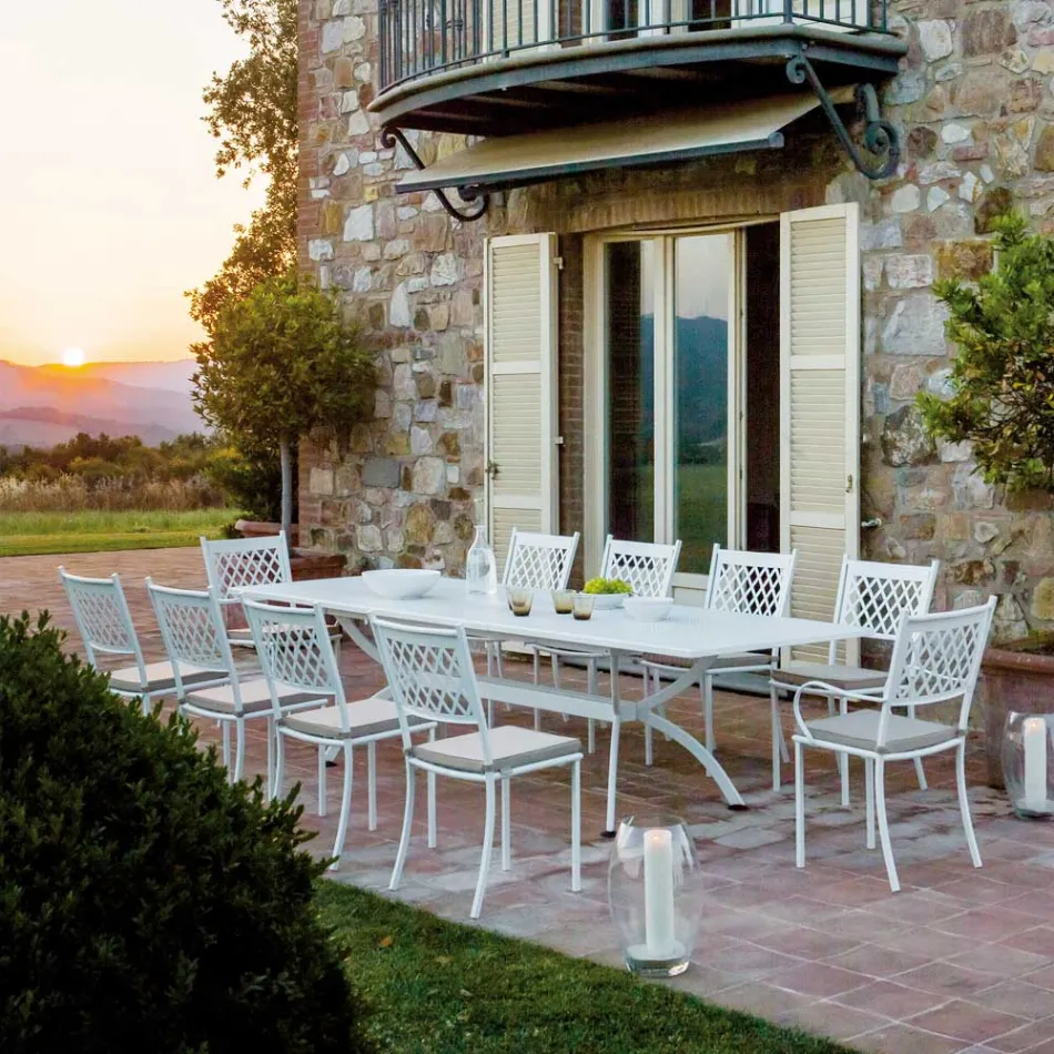 Mesa Exterior Extensible Hasta 320 cm en Acero Galvanizado Made in Italy - Perla Viadurini