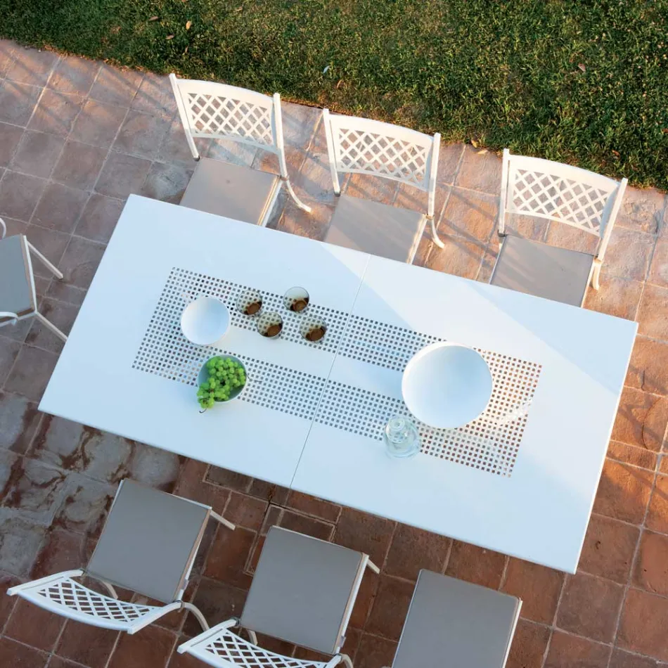 Mesa Exterior Extensible Hasta 320 cm en Acero Galvanizado Made in Italy - Perla Viadurini