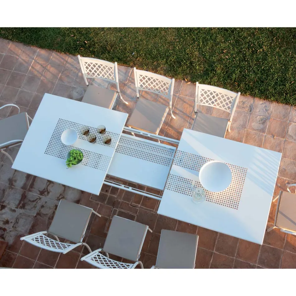 Mesa Exterior Extensible Hasta 320 cm en Acero Galvanizado Made in Italy - Perla Viadurini