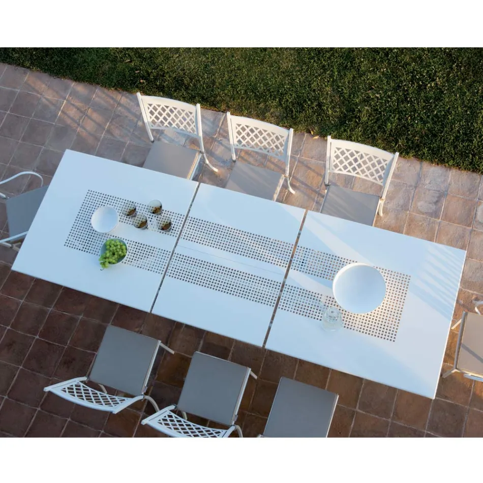 Mesa Exterior Extensible Hasta 320 cm en Acero Galvanizado Made in Italy - Perla Viadurini