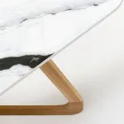Mesa de Exterior con Base de Madera y Tapa de Cerámica Panda Blanco - Infinity Viadurini