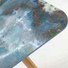 Mesa de exterior con base de madera y tapa de cerámica Thunderstorm - Infinity Viadurini