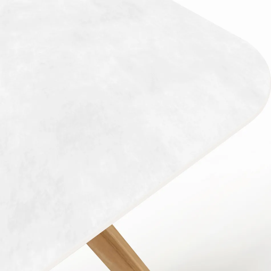 Mesa de exterior con base de madera y tapa de cerámica Total White - Infinity Viadurini