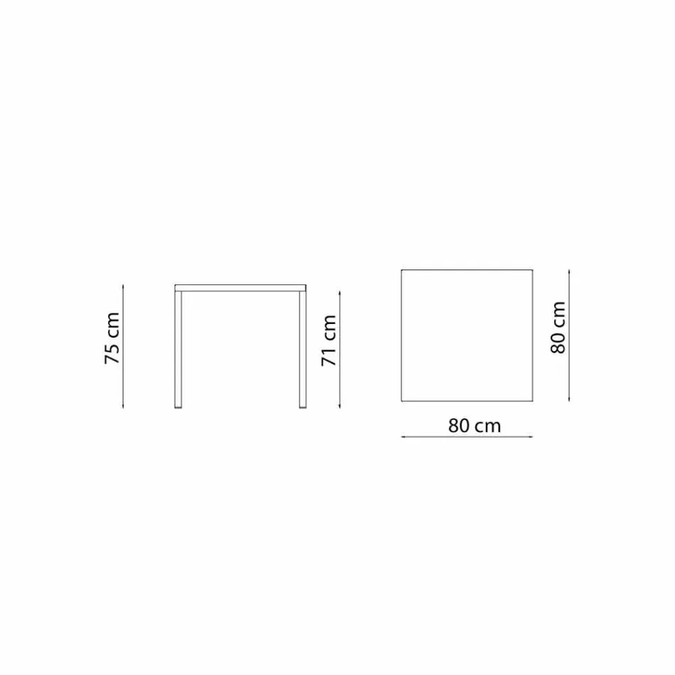 Mesa de exterior moderna apilable cuadrada de metal Made in Italy - Aila Viadurini