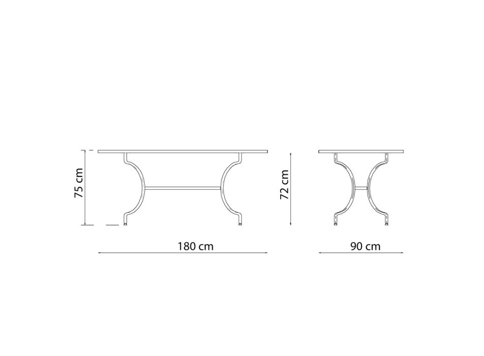 Mesa de exterior rectangular de acero galvanizado Made in Italy - Sibo Viadurini