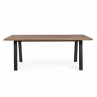 Mesa de exterior de madera de acacia con patas de acero pintado - Sheldon Viadurini