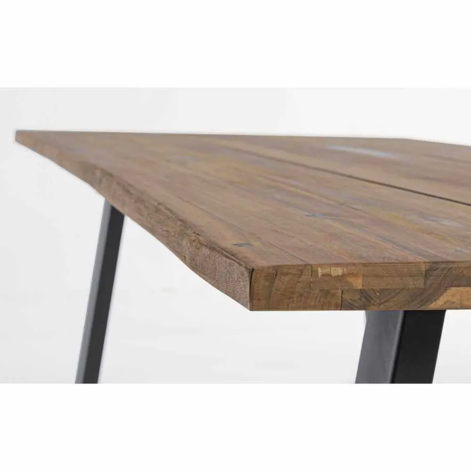 Mesa de exterior de madera de acacia con patas de acero pintado - Sheldon Viadurini