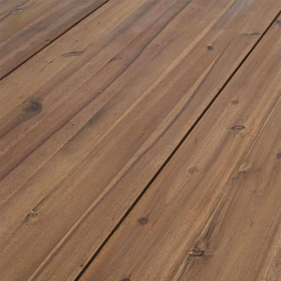 Mesa de exterior de madera de acacia con patas de acero pintado - Sheldon Viadurini