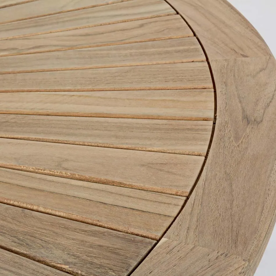 Mesa de exterior de teca con tapa central giratoria, Homemotion - Dimitris Viadurini