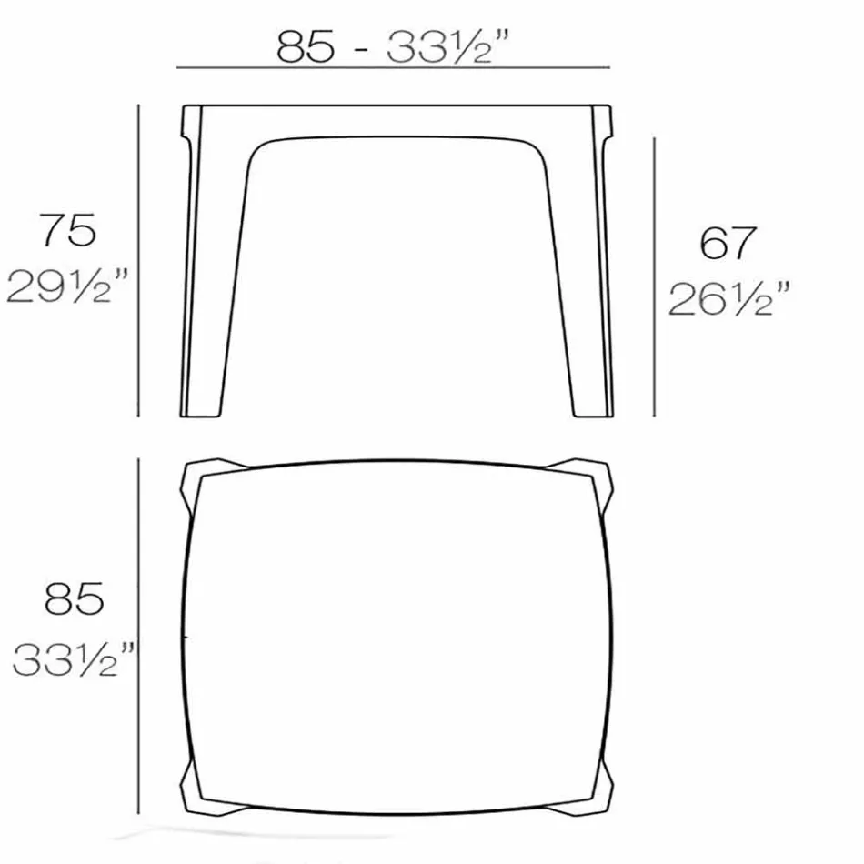Mesa para exteriores maciza cuadrada de Vondom en polipropileno, diseño Viadurini
