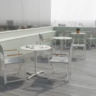 Mesa Redonda de Exterior Diámetro 75 cm en Aluminio Beige - Brisea Viadurini