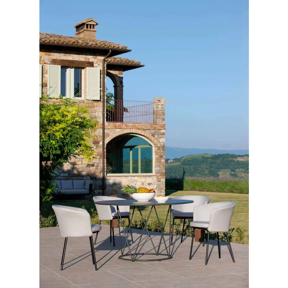 Mesa redonda moderna para exterior en metal pintado Made in Italy - Ibra Viadurini