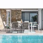 Mesa de Jardín 180x90 cm con Base de Aluminio y Tapa de Teca - Mean Viadurini