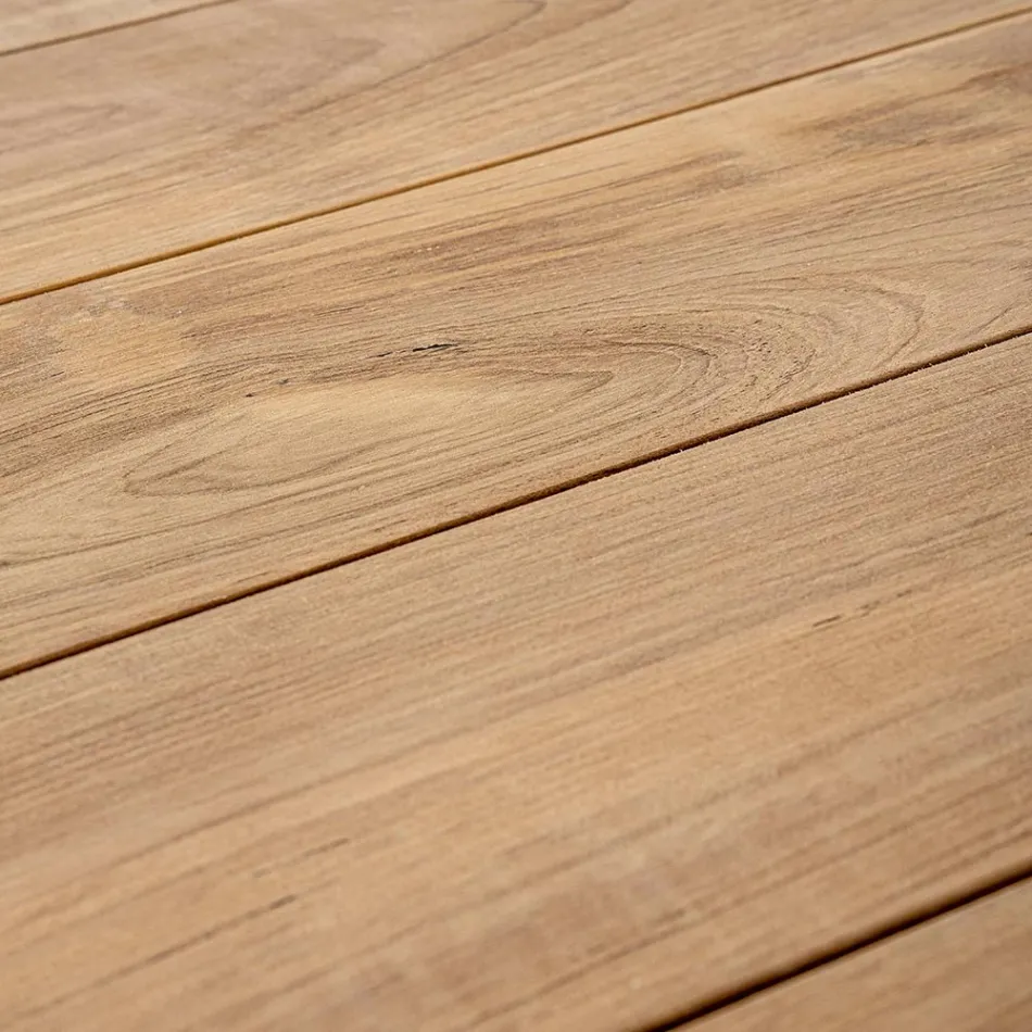 Mesa de Jardín 180x90 cm con Base de Aluminio y Tapa de Teca - Mean Viadurini