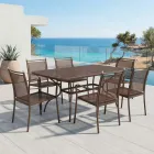Mesa de jardín de malla metálica de 180 cm, fabricada en Italia - Lirion Viadurini