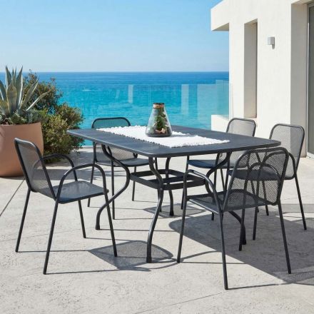 Mesa de jardín de malla metálica de 180 cm, fabricada en Italia - Lirion Viadurini