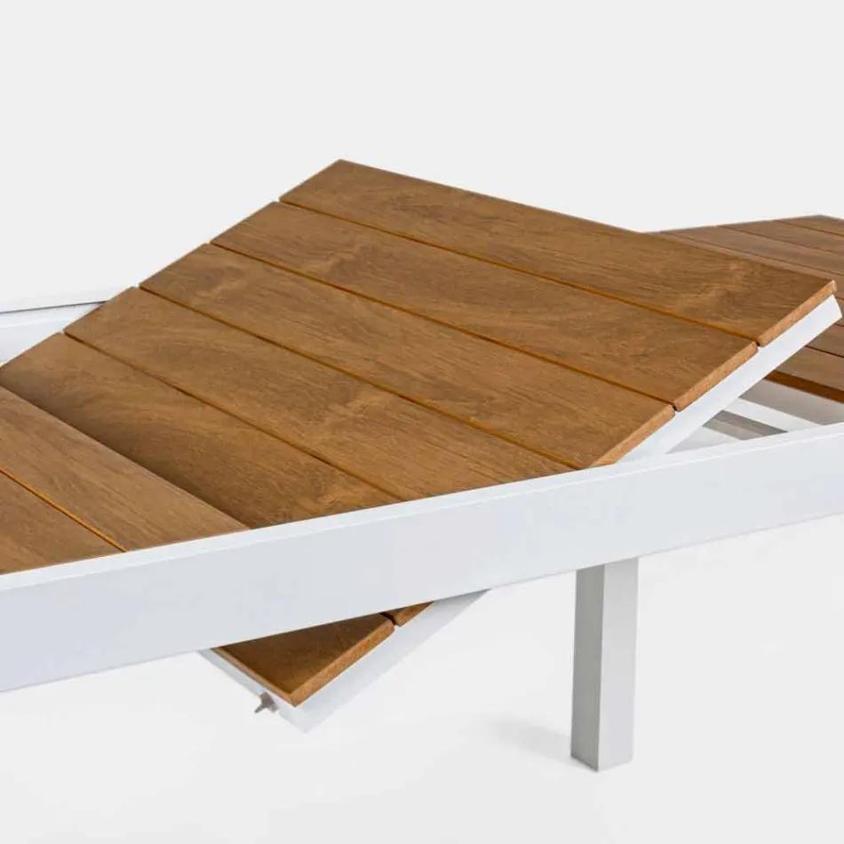 Mesa de jardín extensible en aluminio blanco Modern Homemotion - Sciullo Viadurini