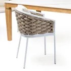 Mesa de Jardín con 4 Sillas en Aluminio y Tejido - Artes Viadurini