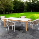 Mesa de Jardín con 4 Sillas en Aluminio y Tejido - Artes Viadurini