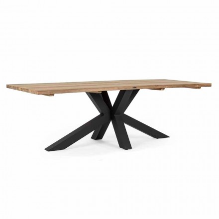Mesa de jardín con tablero de madera de teca de Homemotion - Cowen Design Viadurini