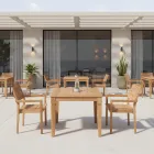 Mesa de Jardín con Estructura de Teca Natural Cepillada - Artes Viadurini