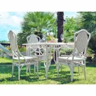 Mesa con tapa de cristal de diseño de jardines Romeo, hecho a mano Viadurini