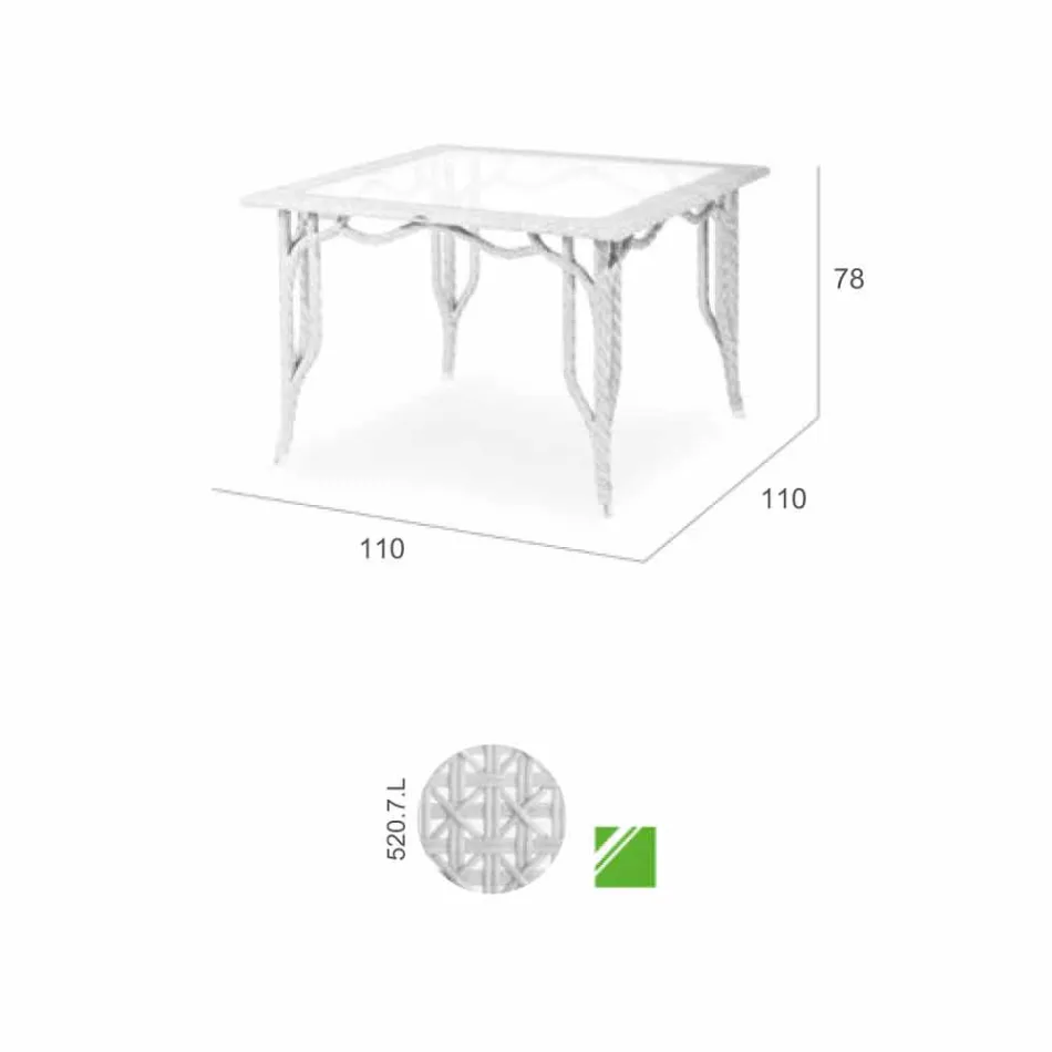 Mesa con tapa de cristal de diseño de jardines Romeo, hecho a mano Viadurini