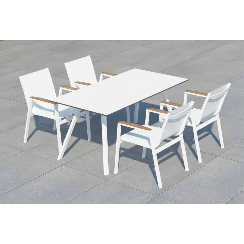 Mesa de jardín de aluminio blanco y diseño moderno laminado - Oceania2 Viadurini