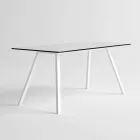 Mesa de jardín de aluminio blanco y diseño moderno laminado - Oceania2 Viadurini