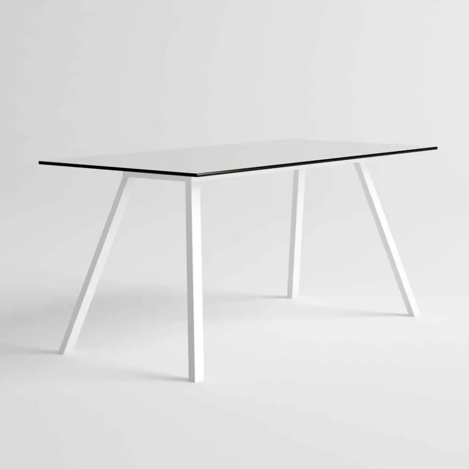 Mesa de jardín de aluminio blanco y diseño moderno laminado - Oceania2 Viadurini