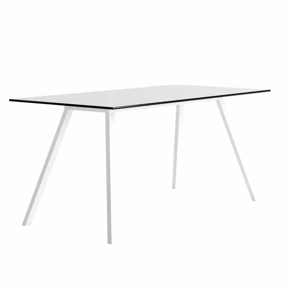 Mesa de jardín de aluminio blanco y diseño moderno laminado - Oceania2 Viadurini