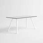 Mesa de jardín de aluminio blanco y diseño moderno laminado - Oceania2 Viadurini