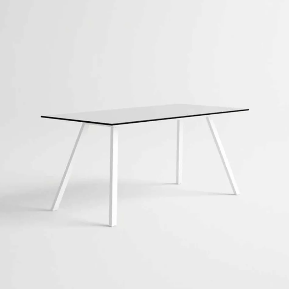 Mesa de jardín de aluminio blanco y diseño moderno laminado - Oceania2 Viadurini