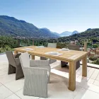 Mesa de jardín en madera de teca de diseño, 8 asientos Homemotion - Hunter Viadurini