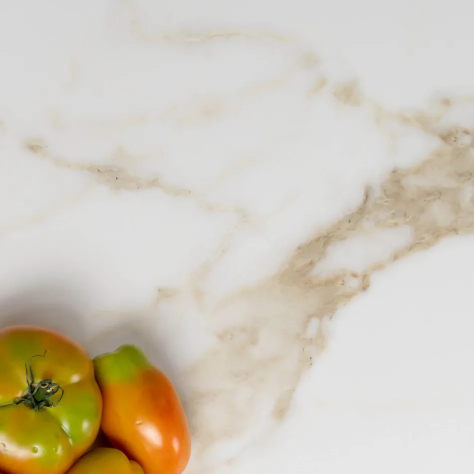 Mesa de Jardín en Teca Natural y Tapa de Cerámica - Artes Viadurini