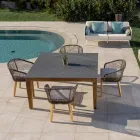 Mesa de Jardín en Teca Natural y Tapa de Cerámica - Artes Viadurini