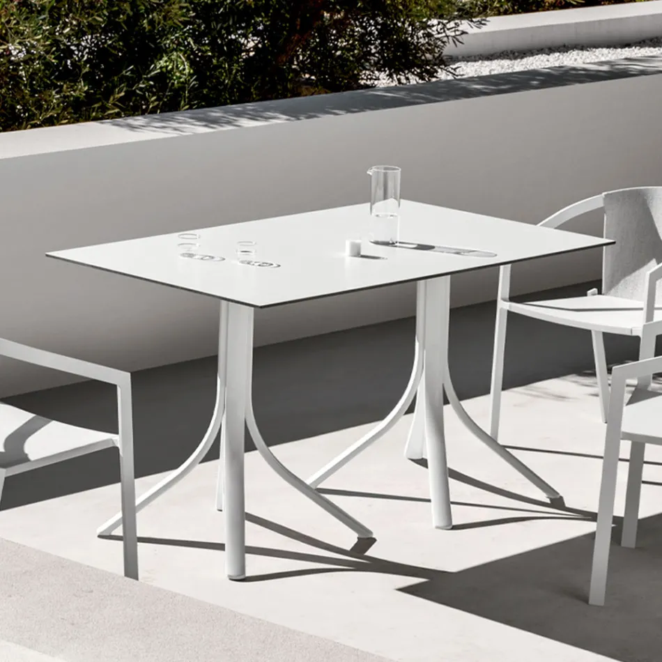 Mesa de Jardín de Lujo en Aluminio y Hpl Blanco o Gunmetal - Filomena Viadurini