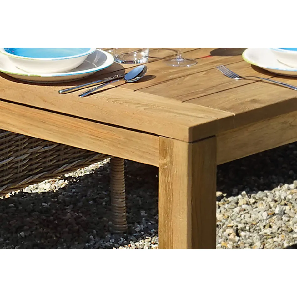 Mesa de jardín rectangular hecha de teca reciclada - Elianto  Viadurini