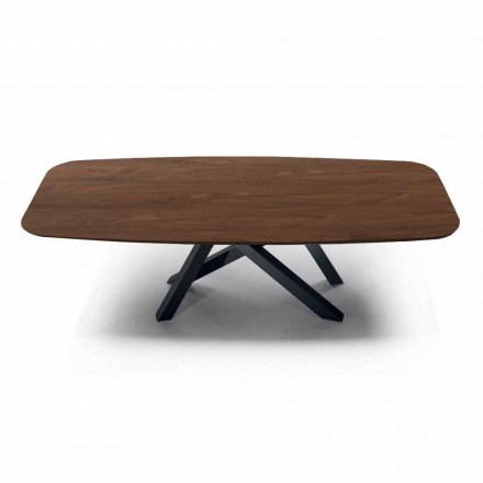 Mesa de comedor en forma de barril con tapa chapada Made in Italy - Settimmio Viadurini